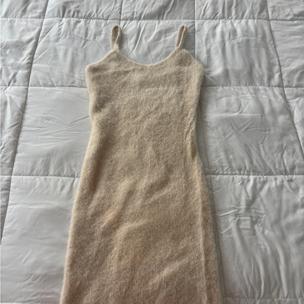 Lulu's Cream Fuzzy Mini Dress
